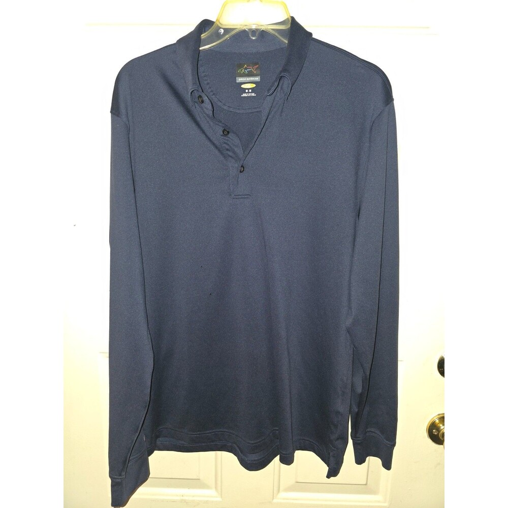 Greg Norman Polo Shirt Mens Blue Play Dry Long Sleeve -Size M/M